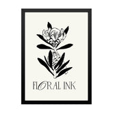 Botanical Trendy Black and White Vintage Flowers Modern Art Photo Frame